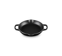 Le Creuset Parrilla redonda alta de hierro fundido esmaltado Signature con asa auxiliar, para todo tipo de placas y hornos, 25 cm, Negro Mate, 20208250000422
