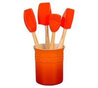 Le Creuset Set de 4 espátulas con bote de cerámica de gres 1,1 L Volcánico