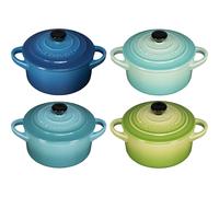 Le Creuset Set de 4 mini cocottes de cerámica de gres 250 ml Ø 10 cm Verde y azul
