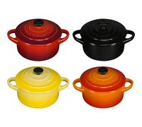LE CREUSET Set de 4 mini cocottes de cerámica de gres, 250 ml, ⌀ 10 cm, Cereza y volcánico, 79212105129100