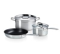 Batería de Cocina de 3 Piezas de Acero Inoxidable Le Creuset con Tecnología 3-Ply para Todo Tipo de Cocinas, Incluye Olla, Sartén Antiadherente y Cazo