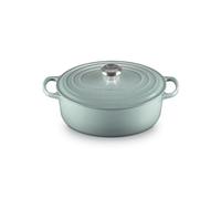Le Creuset Signature: fuente ovalada de hierro fundido esmaltado con tapa, 27 cm, 4,1 litros, Sea Salt