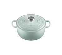 Le Creuset Signature, fuente redonda de hierro fundido esmaltado con tapa, 24 cm, 4,2 litros, Sea Salt