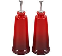 LE CREUSET Signature - Juego de aceite y vinagre de gres, 10 onzas cada uno, color cereza
