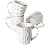 LE TAUCI Juego de 4 tazas de café de cerámica de 12 onzas (10 onzas prácticas), tazas compactas de 3.4 pulgadas para espresso, latte, té, cacao, capuchino y moca, adecuadas para bodas de inauguración