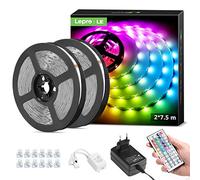 LE Tira Luz RGB 15M, Tira LED 5050 SMD, Tiras Luces LED RGB con Función de Memoria, Voltaje de Entrada 12V, Ángulo de Haz 120°, Fuente de Alimentación y Controlador Incluidos