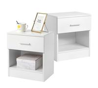 LEADZM Juego de 2 mesitas de noche, mesitas de noche, mesitas auxiliares, cómodas, compartimento abierto con 1 cajón para dormitorio, salón (2)