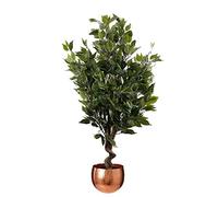 Leaf Árbol de ficus Artificial Realista con Maceta, Materiales Mixtos, Curva de Cobre perenne de 110 cm