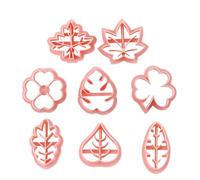 Leaf Cookie Cutter Set, Cute Pie Crust Cutter, Pressable Fondant Mould for Clay Handicrafts, Set of 8 Pastry and Fudge-Making Shapes, 5.31x5.51x0.47 inches