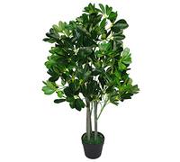 Leaf Design - Ficus Artificial de Hoja perenne con 95 cm de Altura, Verde Oscuro, Extragrande, Planta con Maceta de plástico en Color Negro