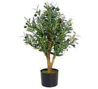 Leaf Design UK - Olivo Artificial Realista en Maceta de plástico Negro de 65 cm, AZ-Olive