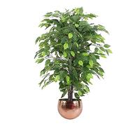 Leaf Design UK - Plantas Artificiales realistas en Maceta, ficus Verde arbusto, Cobre, 90 cm