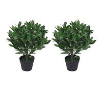 Leaf Hojas de arbustos Artificiales Enanos de Laurel Topiary arbustos, 50 cm, Color Verde (LEAF-7091-PAIR)