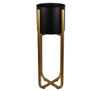 Leaf Soporte Alto Maceta de Metal 62 cm x 18 cm, Dorado, Negro, 62 cm