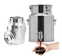Lechera Acero Inoxidable 5L 7L con Grifo para Transporte Jarra de Leche con Tapa Hermética Asa Alimentos Bidón Cerveza Cubo Envase Barril Vino Recipiente Sellado Líquidos(With Spigot,5L/1.32Gal)