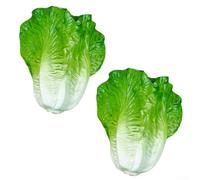 Lechuga artificial para decoración de estilo culinario, vegetales sintéticos de PVC para encimera de cocina, mesa o configuración interior temática de alimentos (2 piezas)