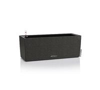 LECHUZA BALCONERA Stone 50 - Maceta de riego automático para interiores y exteriores, mesa y ventana con orificio de drenaje y sustrato de planta, poliresina H19 L50 W19 cm, color negro grafito