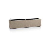 Lechuza BALCONERA Stone 80 - Maceta de riego automático para interiores y exteriores, mesa y ventana con orificio de drenaje y sustrato de plantas de poliresina H19 L79 W19 cm, color beige arena