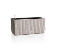 Lechuza - Macetero Balconera Cottage 40 Gris Claro, Jardinera con Sistema de riego, indicador de Nivel de Agua e Inserto, Aspecto Trenzado, 40 x 19 x 19 cm, 15473