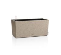 Lechuza - Macetero Balconera Stone 40 Beige Arena, Jardinera con Sistema de riego, indicador de Nivel de Agua e Inserto, Aspecto de Piedra, 40 x 19 x 19 cm, 15432