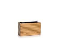 Lechuza - Macetero Palo Natural Wood 80 Wide Low de Madera de eucalipto, Maceta con Sistema de riego, indicador de Nivel de Agua e Inserto, Superficie de Madera auténtica, 78,5 x 37 x 46 cm, 16774