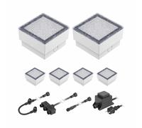 LED adoquín Gorgon suelo luz empotrada para exteriores 10x10cm 12V blanco