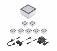 LED adoquín Gorgon suelo luz empotrada para exteriores 10x10cm 12V blanco