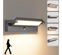 LED aplique pared de 36W con sensor de movimiento,luz terraza exterior IP65 impermeable,Lámpara de pared 3000K blanco cálido para exterior/interior con panel orientable de 350° para jardín,gris oscuro