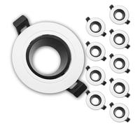 LED ATOMANT 10x Marco Empotrable GU10 Blanco y Negro Orientable 30º | Aro Downlight Soporte Redondo para Bombilla LED