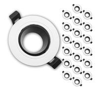 LED ATOMANT 20x Marco Empotrable GU10 Blanco y Negro Orientable 30º | Aro Downlight Soporte Redondo para Bombilla LED