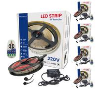 LED ATOMANT Kit completo 5m Tira LED 220V con mando, controlador y 4 conectores, 12W/m, 7750 lúmenes, IP65 impermeable, corte cada 10cm, Fácil instalación sin transformador, Alta durabilidad, Ideal pa