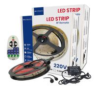 LED ATOMANT Kit completo 5m Tira LED 220V con mando, controlador y 4 conectores, 12W/m, 7750 lúmenes, IP65 impermeable, corte cada 10cm, Fácil instalación sin transformador, Alta durabilidad, Ideal pa