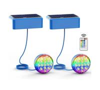 LED ATOMANT Luces para piscinas sin instalacion solares LED 2,6W RGB IP68, Cable 1m, Fijacion con adhesivo o tornillos, Luz solar piscina sumergible para decoracion, Iluminacion impermeable