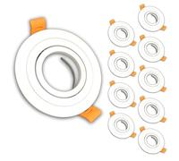 LED ATOMANT Pack 10x Marco Foco Empotrable Aluminio Lacado Blanco, Aro Redondo Downlight, Soporte para GU10 LED, Orientable hasta 30º