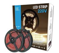LED ATOMANT Pack 2x Rollo de 5 metros de Tira de Luz LED Directa a 220v, 12W/m, Color Blanco Frio (6500K), Impermeable (IP65), Corte cada 10cm