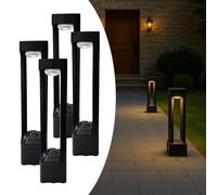 LED ATOMANT Pack 4x Balizas Solares Exterior Jardin 4W, Luces de Jardin Solares, CCT (Selector de Color Blanco calido, neutro y frio), IP67 Impermeable, Poste de iluminacion LED para Caminos