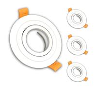 LED ATOMANT Pack 4x Marco Foco Empotrable Aluminio Lacado Blanco, Aro Redondo Downlight, Soporte para GU10 LED, Orientable hasta 30º
