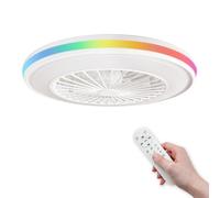 LED ATOMANT Pack 4x Ventilador de Techo con Luz LED 48W, Motor DC 15W, Ø 50cm, CCT + RGB, Regulable, 5000LM, 6 Velocidades Silencioso y Bajo Consumo, Modo Verano Invierno, Con Mando