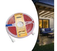 LED ATOMANT Rollo de 5 metros de Tira LED COB 220V directa a red, impermeable IP65, 8W por metro, Corte cada 16,5cm, luz continua sin transformador, ideal para exteriores, terrazas, rótulos o decoraci