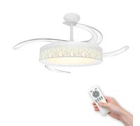LED ATOMANT Ventilador de Techo con Luz LED 40W, Motor DC 32W, CCT y Regulable, 4100LM, Ø109cm, 4 Aspas Retráctiles, Silencioso y Eficiente, 6 Velocidades, Modo Verano/Invierno, Temporizador, Bajo