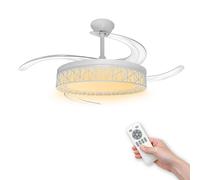 LED ATOMANT Ventilador de Techo con Luz LED 40W, Motor DC 32W, CCT y Regulable, 4100LM, Ø109cm, 4 Aspas Retráctiles, Silencioso y Eficiente, 6 Velocidades, Modo Verano/Invierno, Temporizador, Bajo