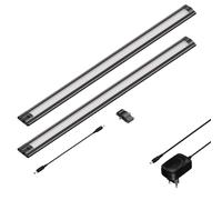 LED bajo armario SIRIS negro mate plano 50cm c/u 531lm blanco cálido 2pcs