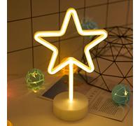 LED blanco cálido en forma de estrella de neón signos de luz con Base con pilas del USB con alimentación de iluminación para la decoración del hogar de Navidad Inicio del dormitorio del hotel tienda