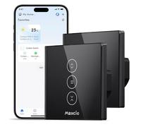 【LED Controlable】Wifi Interruptor Persiana, Maxcio Interruptor Táctil Inteligente WiFi Controlable de APP y Voz, Compatible con Alexa y Google Home con Temporizador para Motor Persiana Tubular