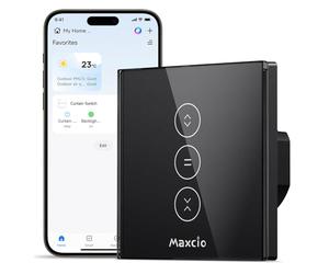 【LED Controlable】Wifi Interruptor Persiana, Maxcio Interruptor Táctil Inteligente WiFi Controlable de APP y Voz, Compatible con Alexa y Google Home con Temporizador para Motor Persiana Tubular