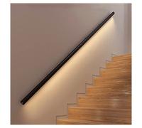 LED il Kit Clete - Barra de agarre de aluminio para escalones para interiores y exteriores, barandilla redonda segura de 4,8 cm con soportes de pared, color negro, 47.3in / 1,2 m de longitud