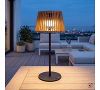 LED Lámpara De Mesa Solar Madera Metal 36cm IP54 2700K sin Hilos Portátil Fuera