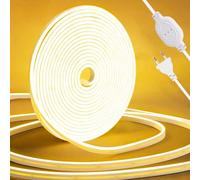 LED Neon Flexible 220V,Cinta LED Regulable 1 M,IP65 Impermeable Luz de Tira COB Blanca Cálida 3000K,Alto Brillo Tira de LED COB con Fuente de Alimentación,Para Decoración del Hogar,Cocina,Espejo
