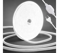 LED Neon Flexible 220V,Cinta LED Regulable 2 M,IP65 Impermeable Luz de Tira COB Blanco Frío 6000K,Alto Brillo Tira de LED COB con Fuente de Alimentación,Para Decoración del Hogar,Cocina,Espejo