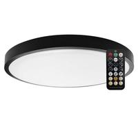 LED Solution. Lámpara LED empotrable negra, modelo Plano, redonda, de 420 mm de diámetro, 36W, con grado de protección IP44, con sensor de movimiento y mando a distancia (modelo DO 76711)